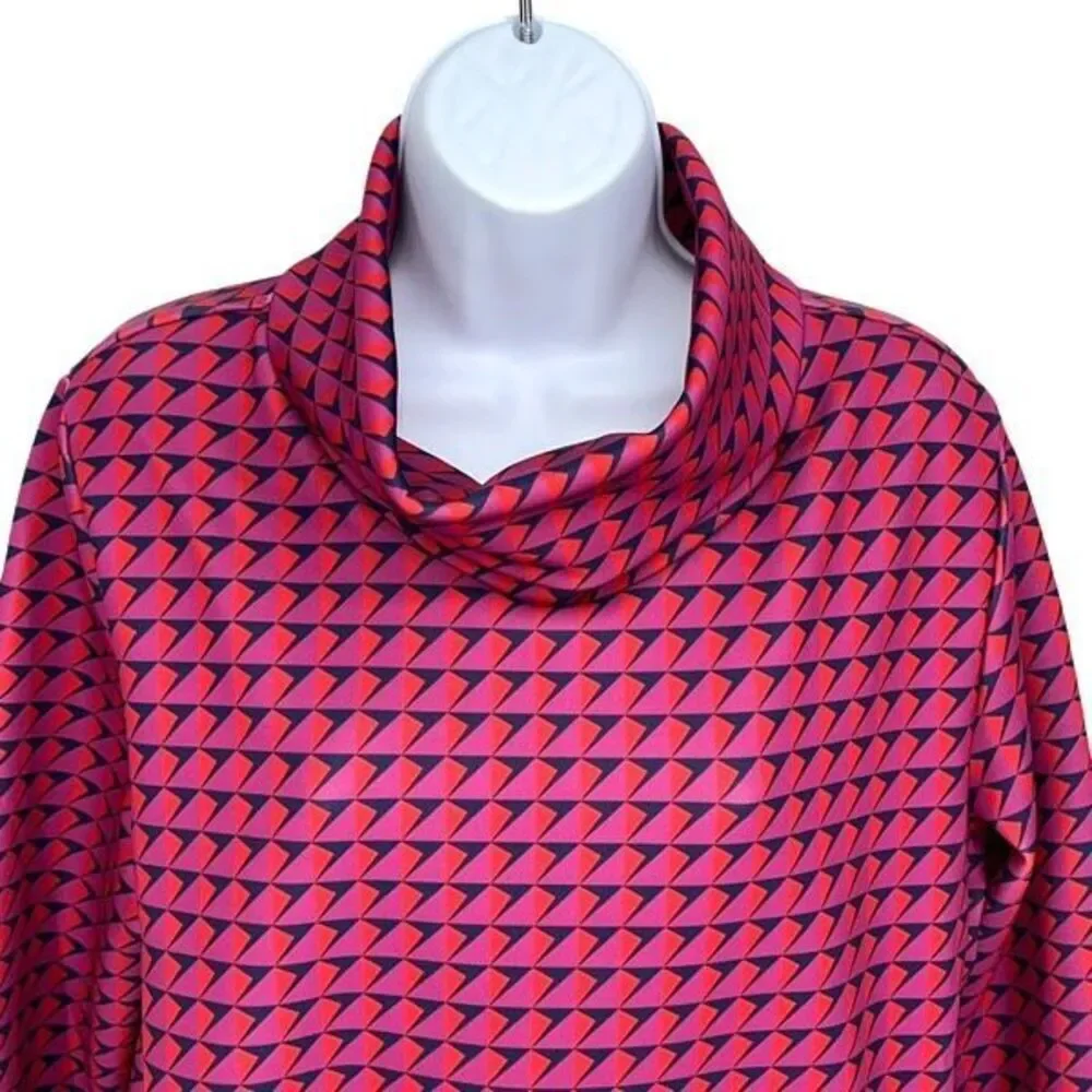 ADDISON BAY Women's Everyday Turtleneck Pullover Berry Mod Geo Size Small NWT $1 - Picture 4 of 14